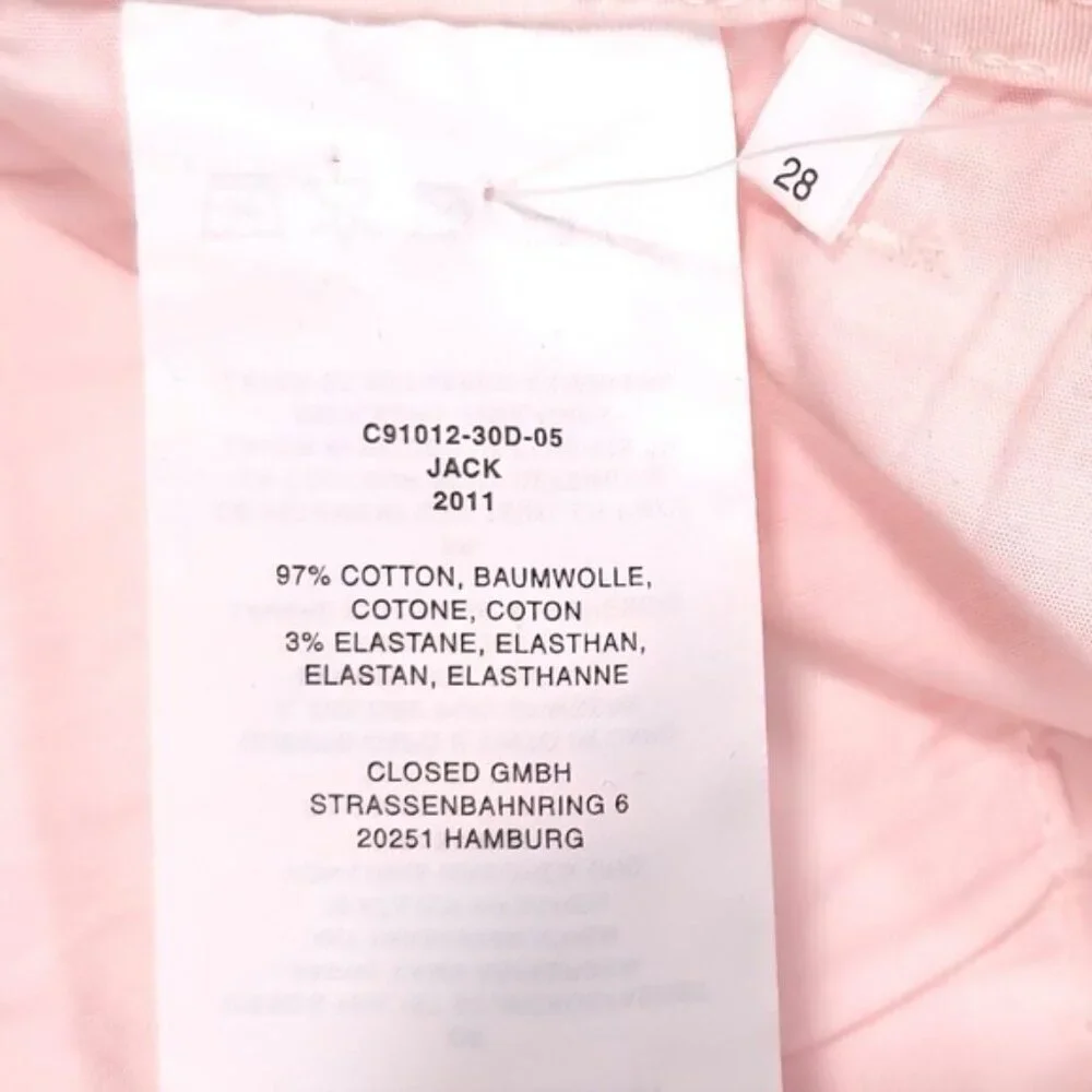 NWOT CLOSED Women's Pants 28 JACK Tye Dye Straight Leg‎ PIMA COTTON Pink